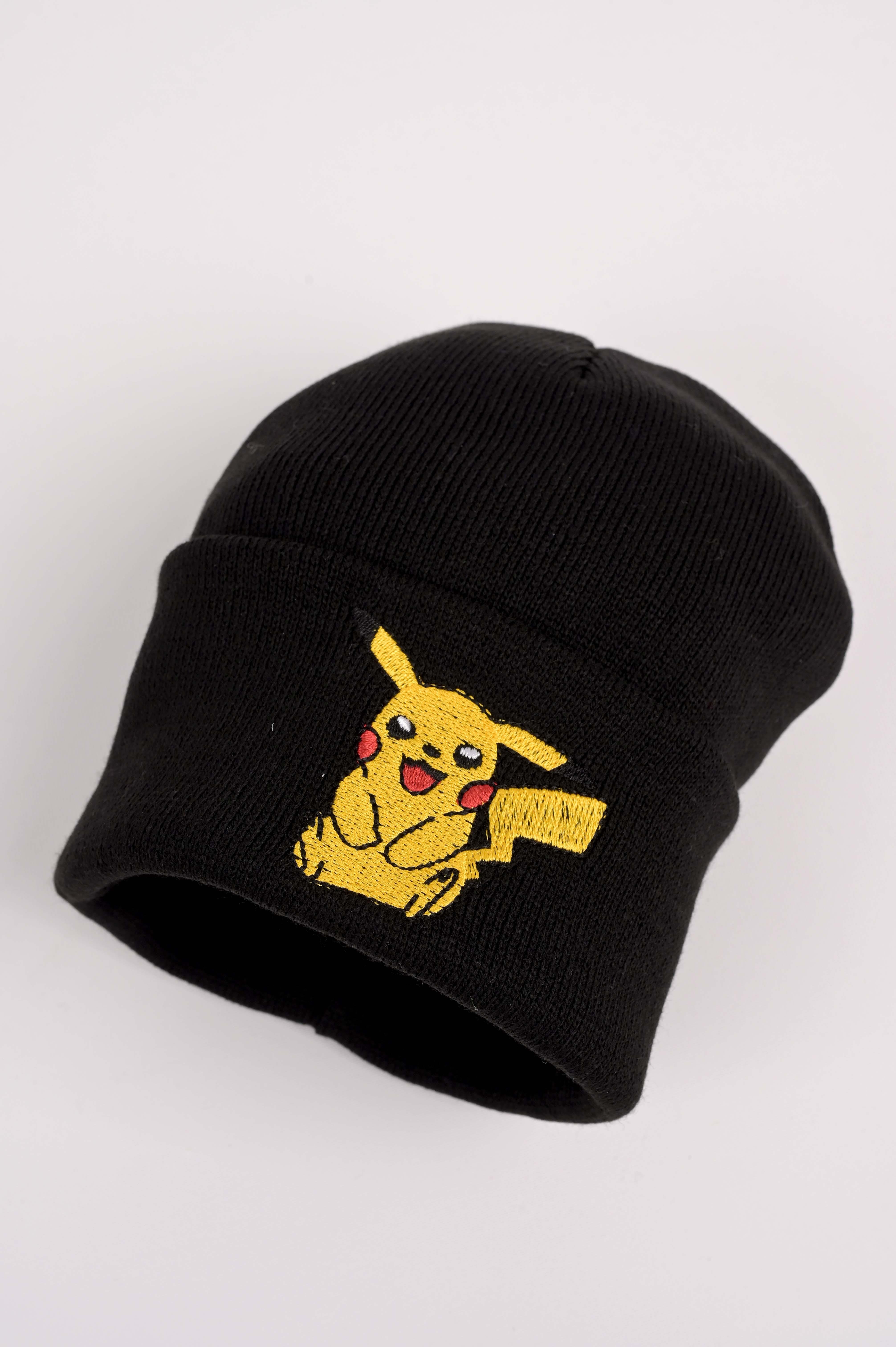 Anime Pikachu Nakış İşleme Unisex Siyah  Bere