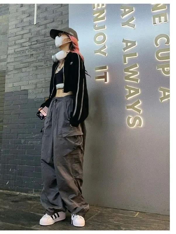 Antrasit Tactical Paraşüt Kumaş Kargo Cepli Oversize Unisex Pantolon