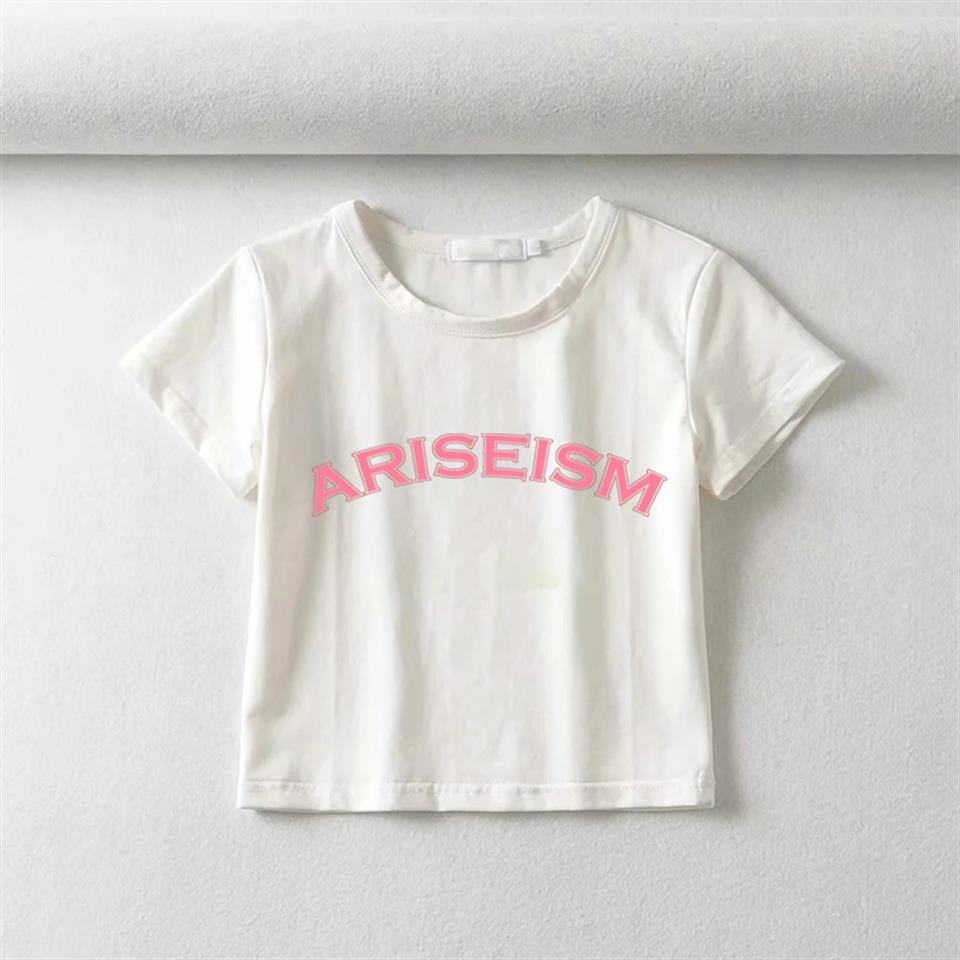 Ariseism Baskılı Beyaz Crop
