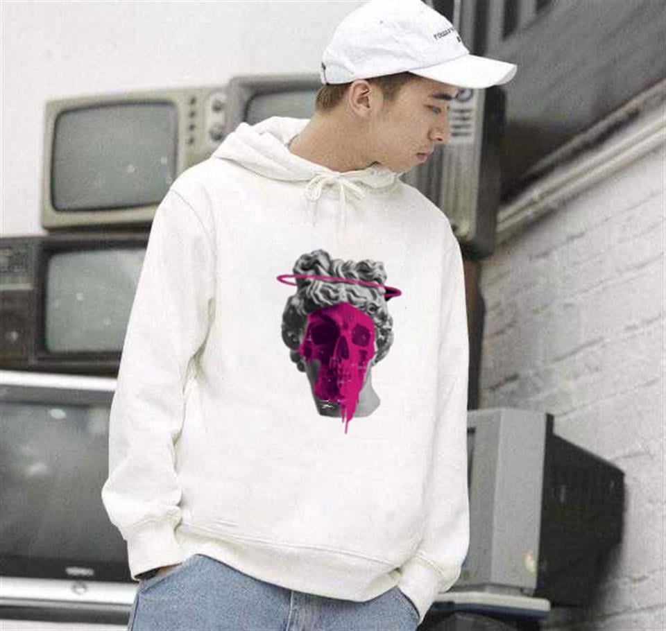 Art Skull Beyaz Unisex Kapüşonlu Oversize Sweatshirt Hoodie