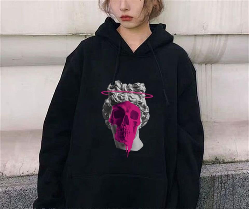 Art Skull Siyah Unisex Kapüşonlu Oversize Sweatshirt Hoodie