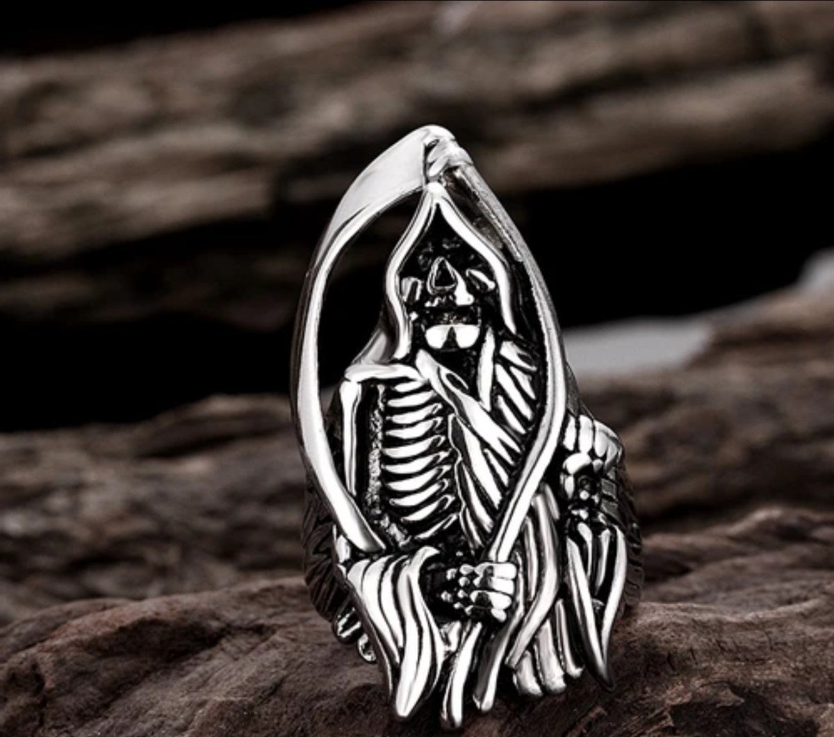 ASTAINLESS STEEL GRIM REAPER Motorcu Yüzüğü