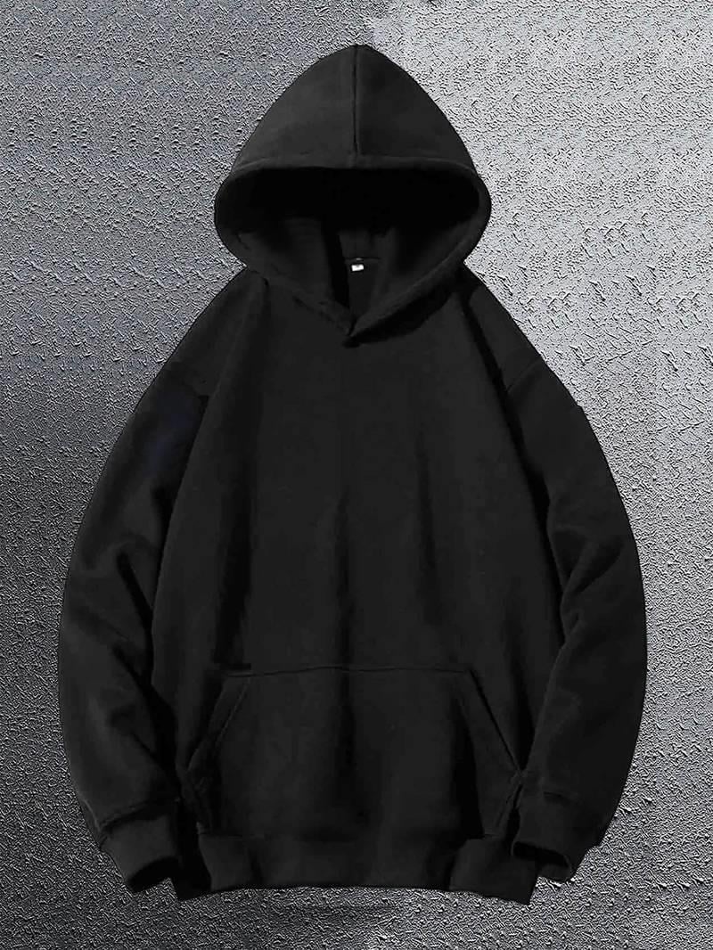 Asteroids Baskılı Siyah Kapşonlu Sweatshirt 