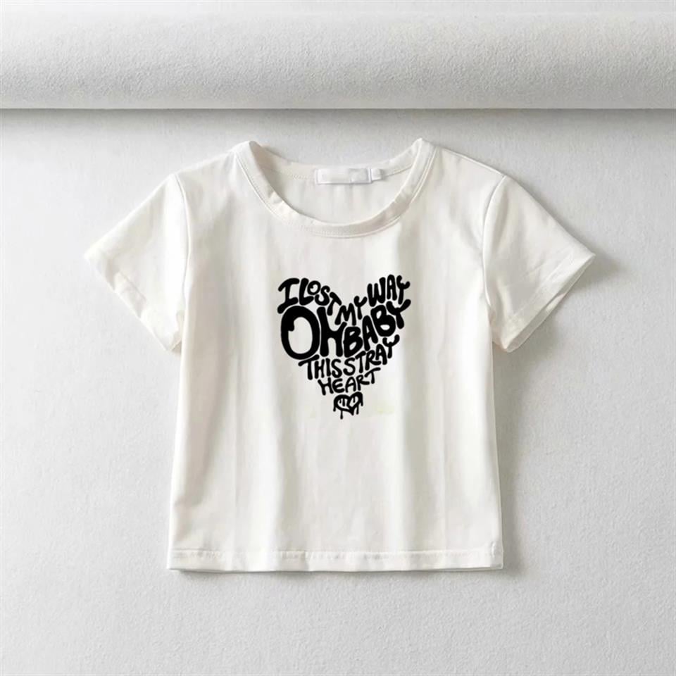 Baby Heart Baskılı Beyaz Crop