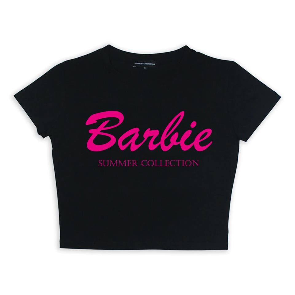Barbie Baskılı Siyah Crop