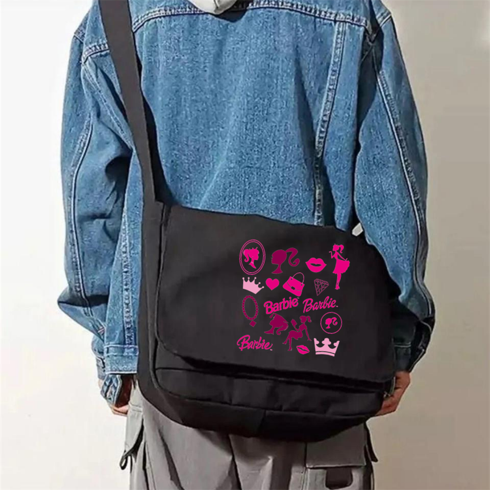 Barbie Kolaj Baskılı Unisex Postacı Çantası