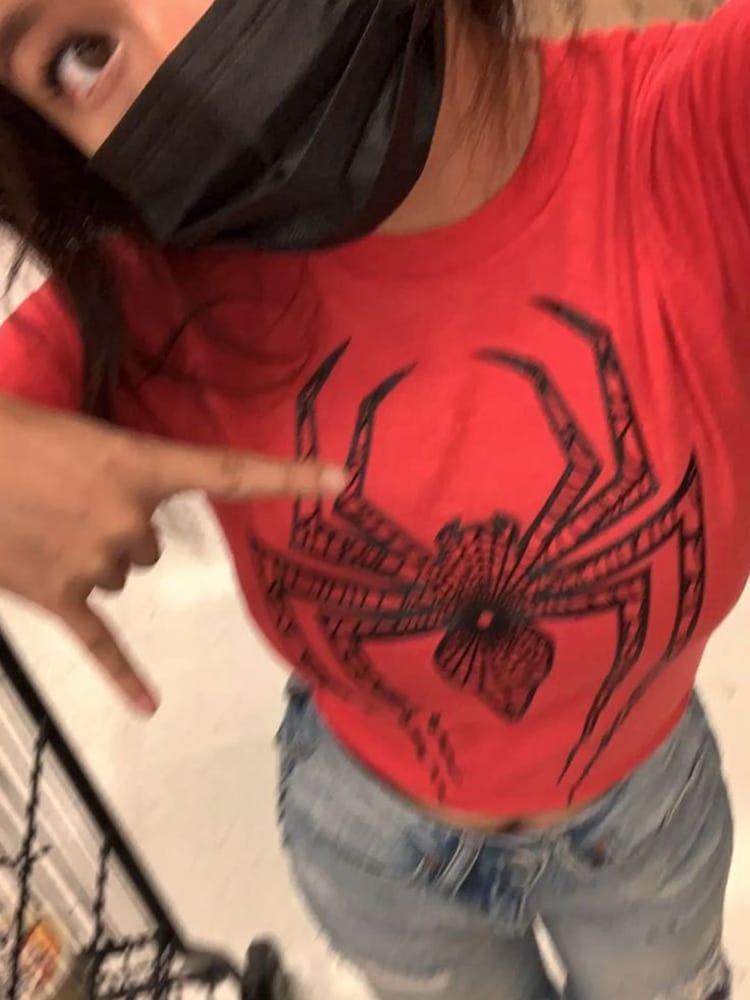 Baskılı Kırmızı Crop Bluz