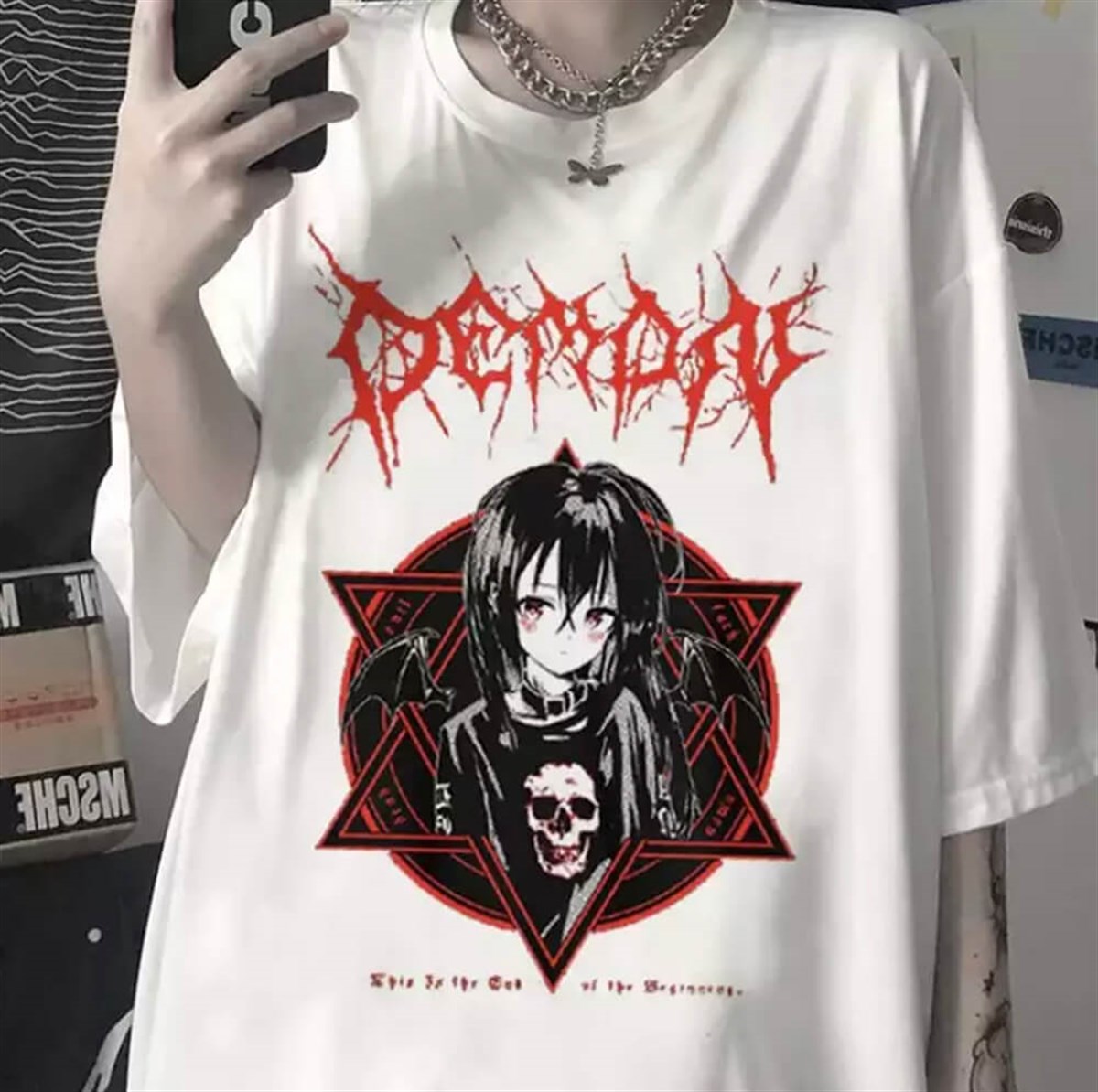 Beyaz Harajuku Punk Demon Unisex T-shirt