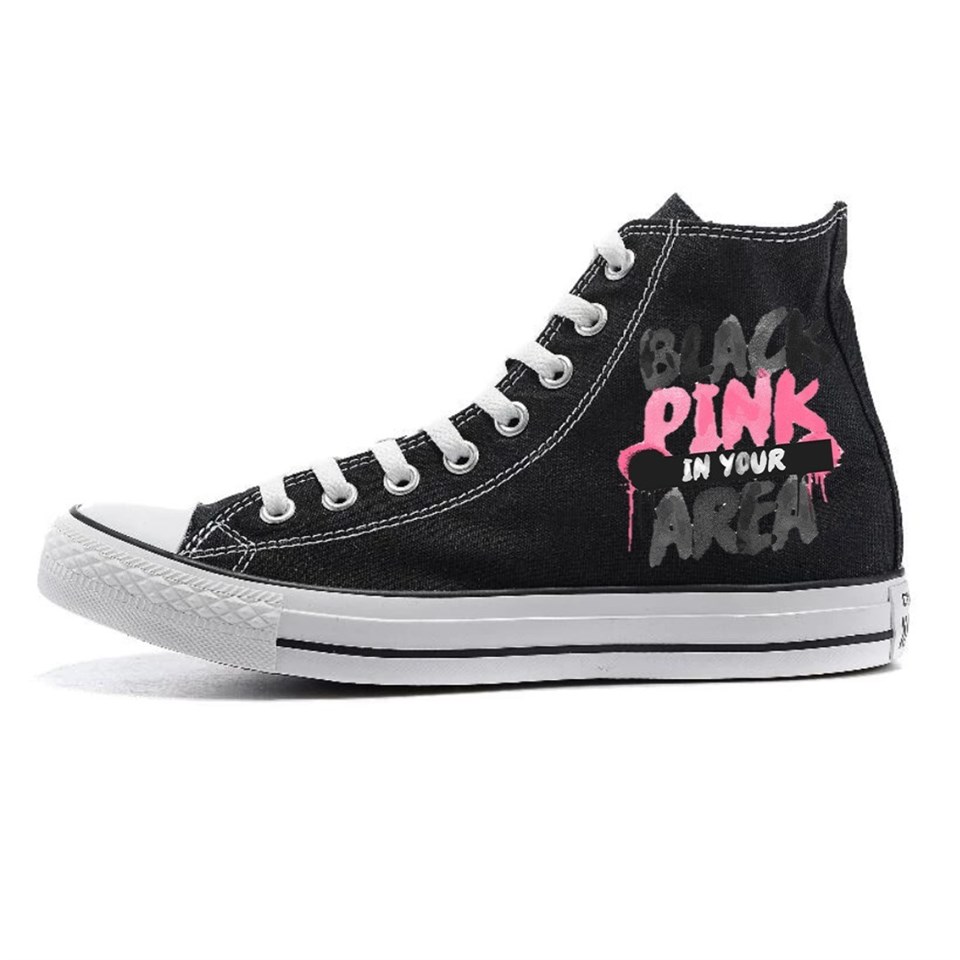 Black Pink Baskılı Siyah Kanvas Ayakkabı
