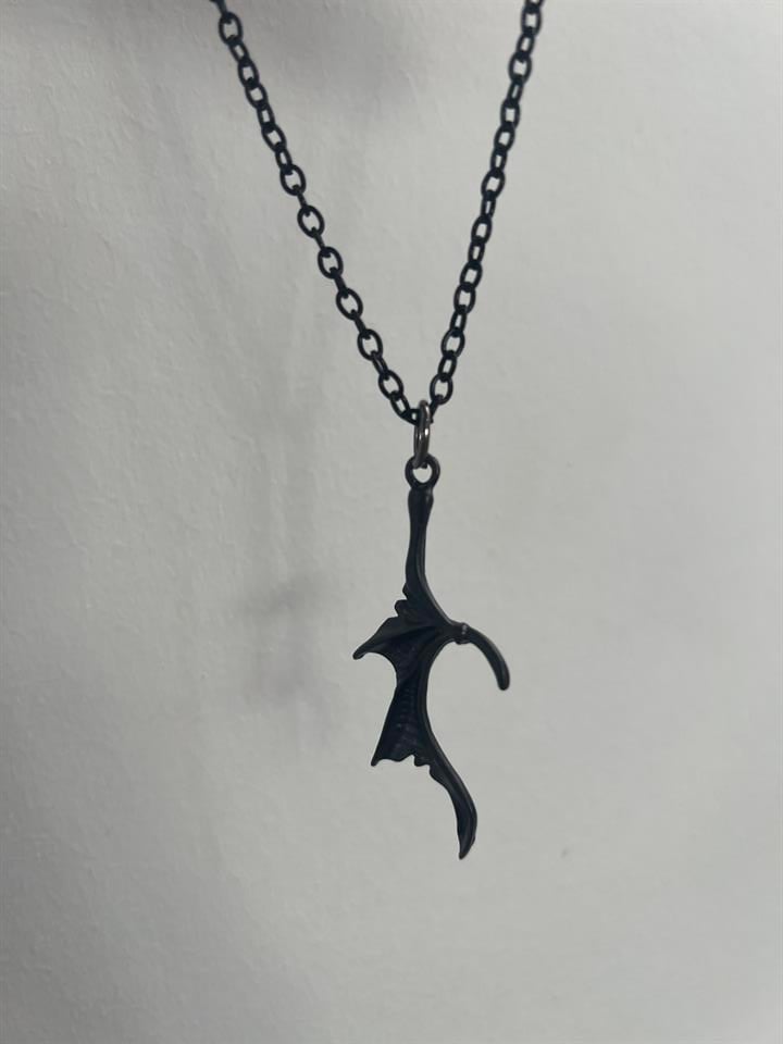 Black Single Wing Tasarım Unisex Kolye