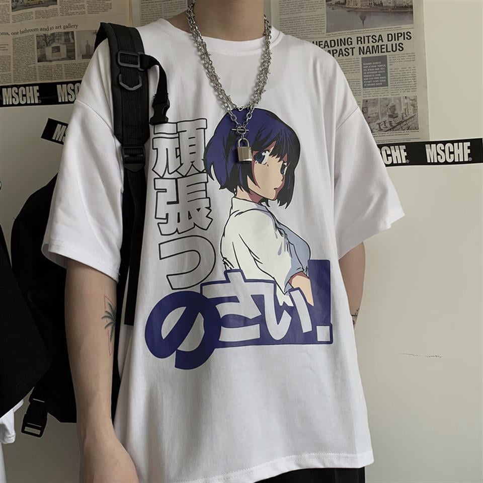 Blue Haired Girl Beyaz Unisex Oversize T-shirt