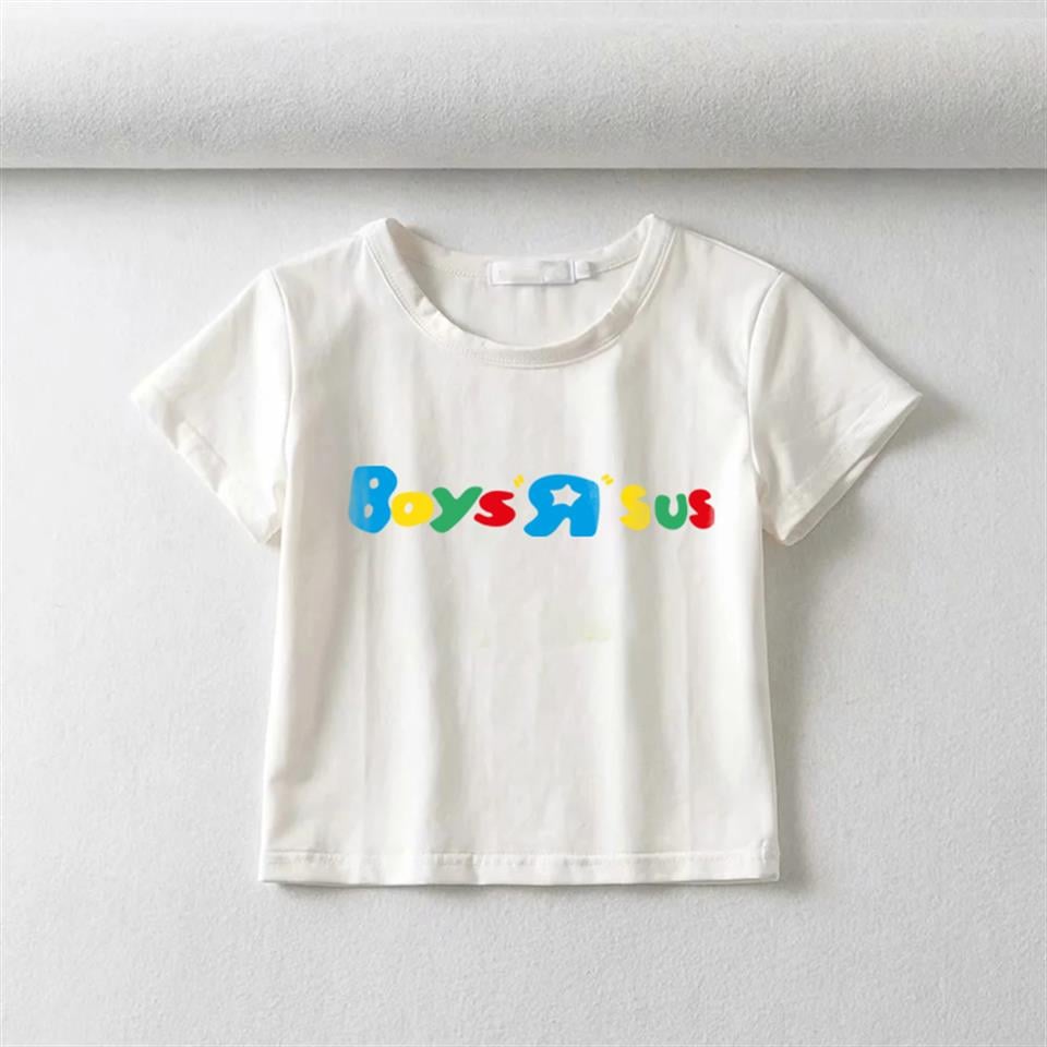 Boys R Sus Baskılı Beyaz Crop