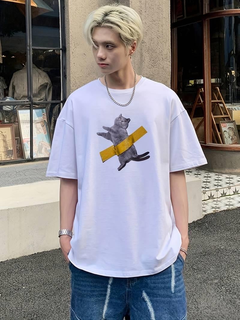 British Shorthair Cute Cat Baskılı Oversize T-shirt