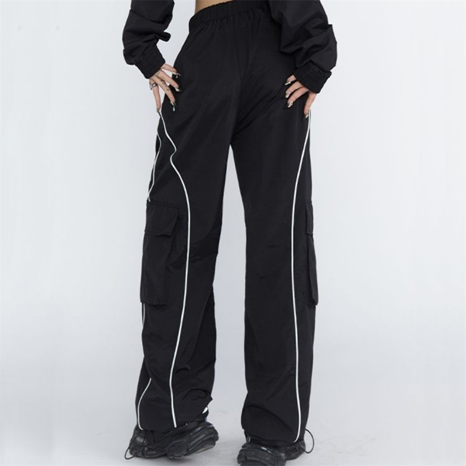 Cargo Pocket Lines Detail Wide Leg Tracksuit