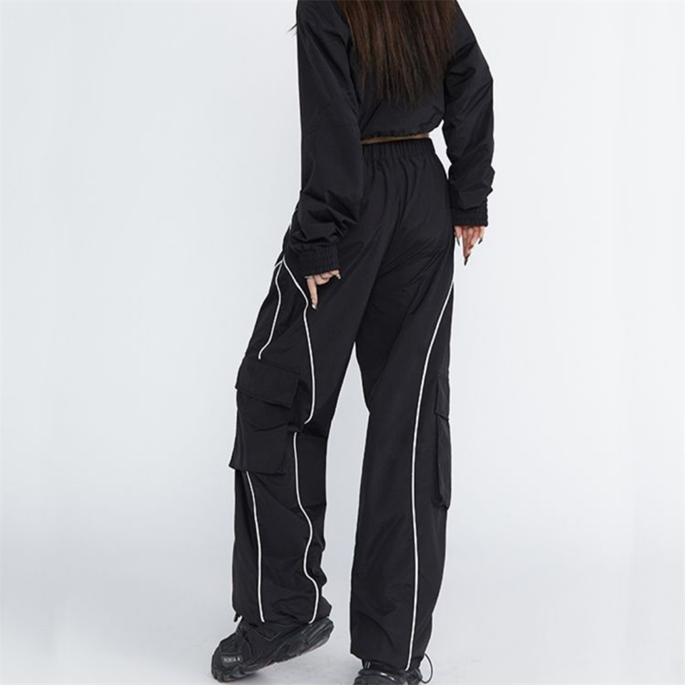 Cargo Pocket Lines Detail Wide Leg Tracksuit