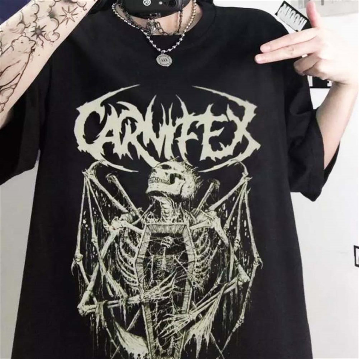 Carnifex The Script Siyah Unisex Oversize  T-shirt