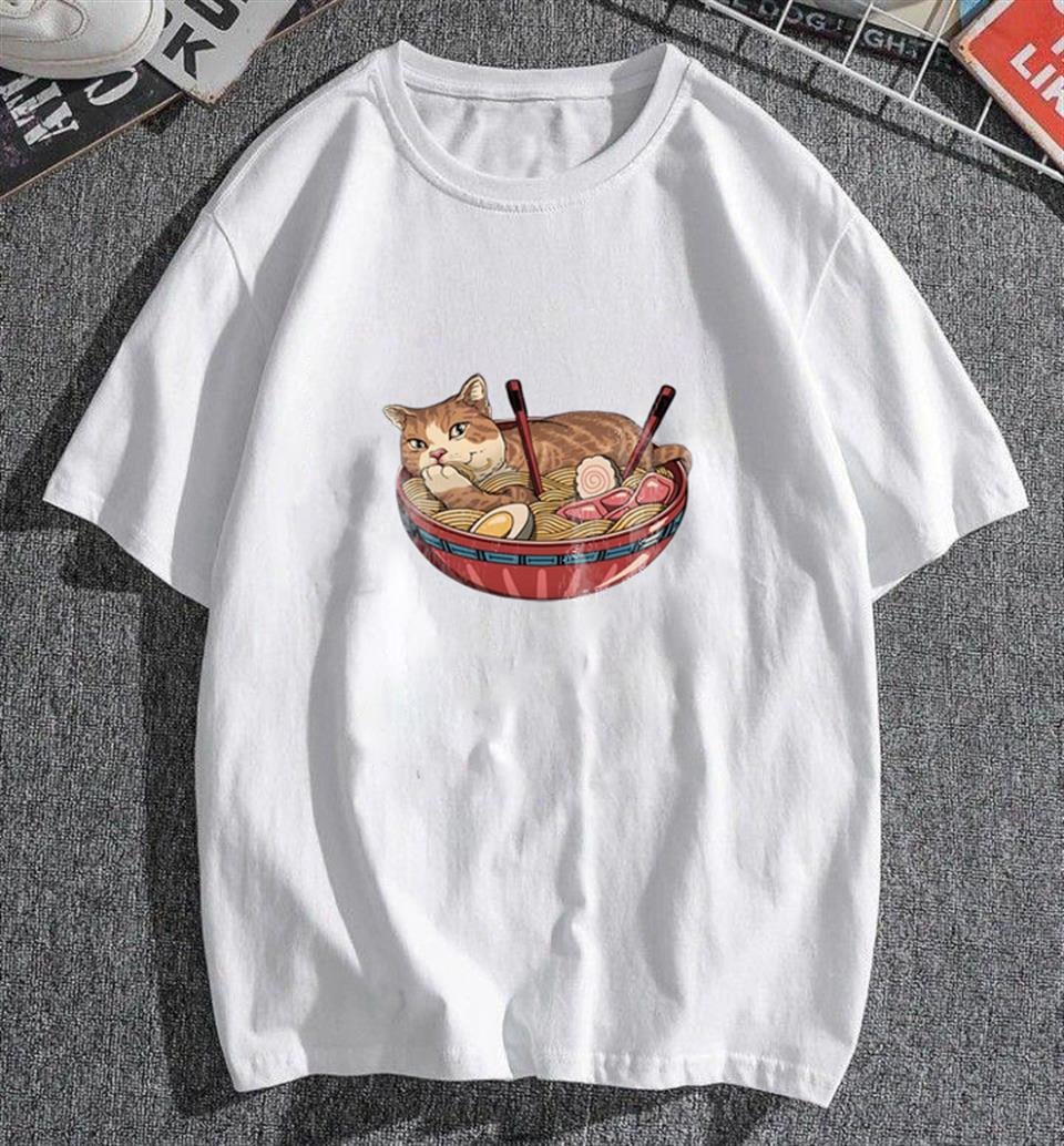 Cat On Plate Beyaz Unisex Oversize T-shirt