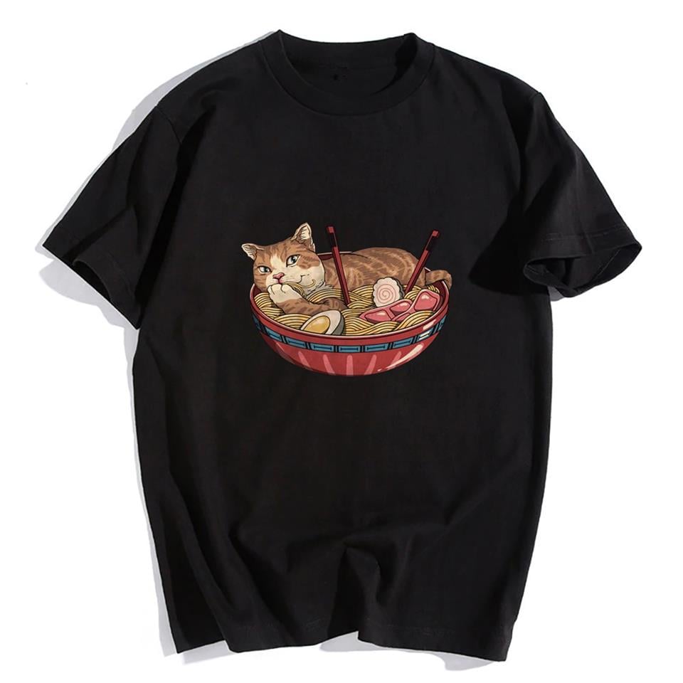 Cat On PlateSiyah Unisex Oversize T-shirt