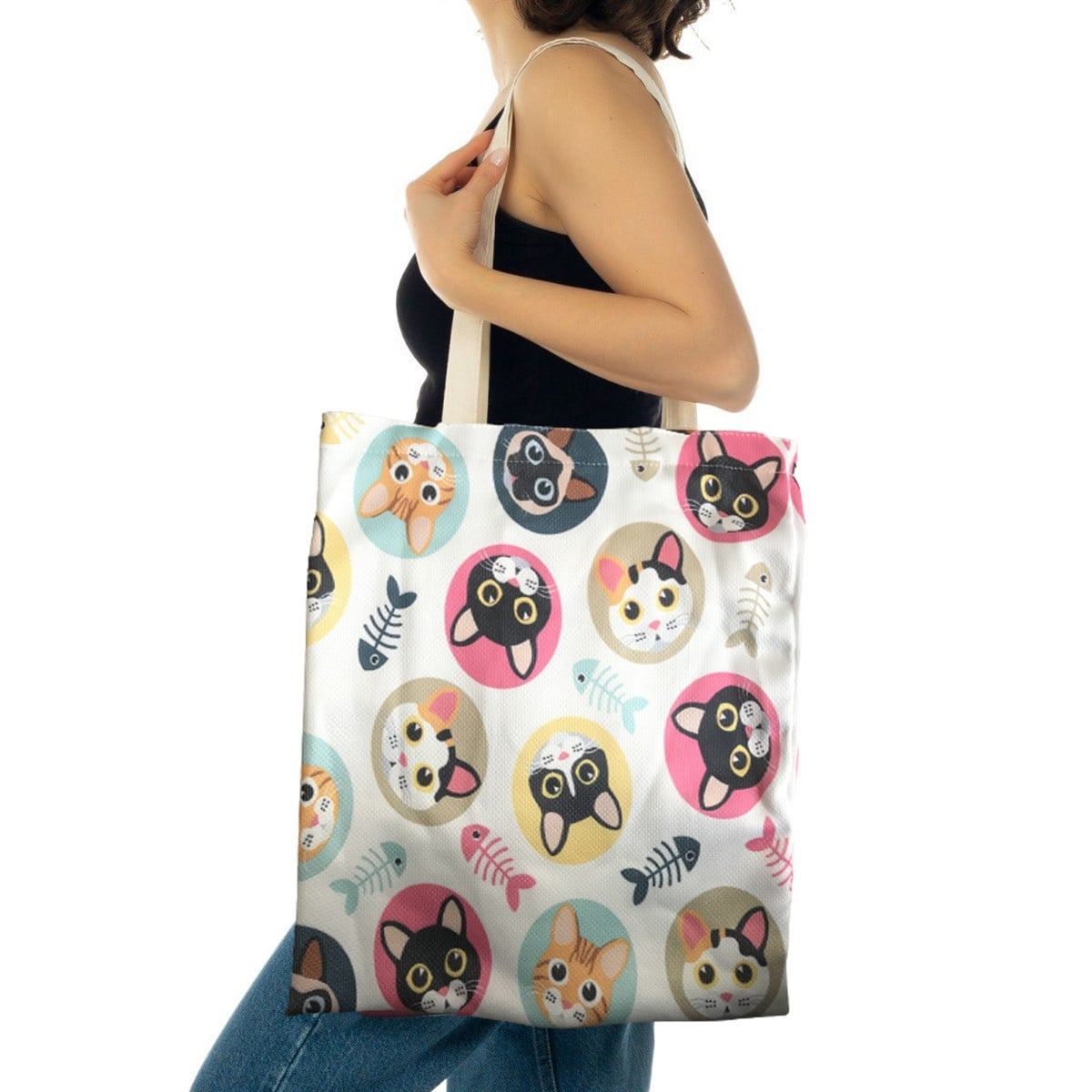 Cats Pattern Design Bez Çanta