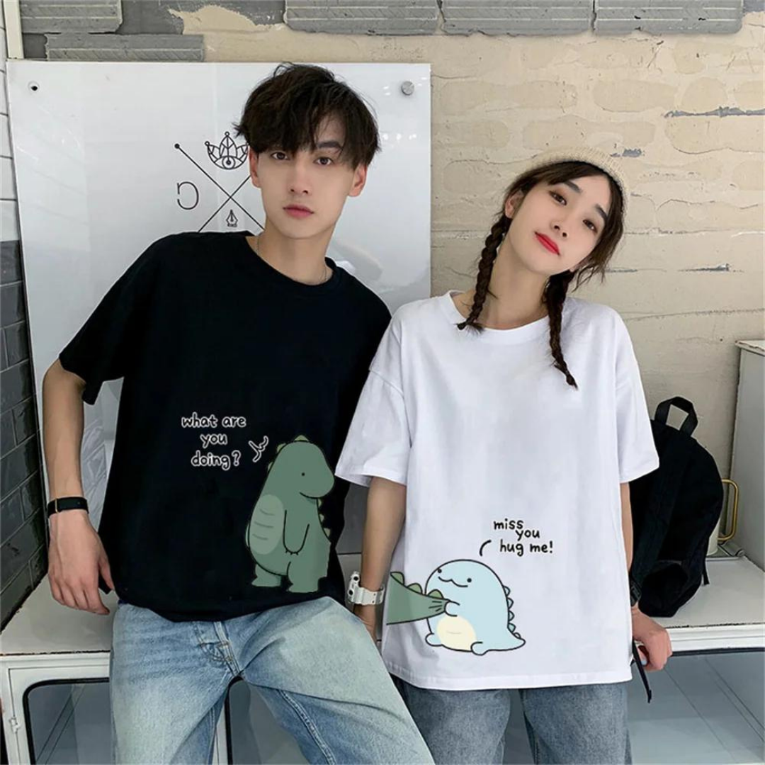 Çift Kombini Dinosaur Couple T-Shirt