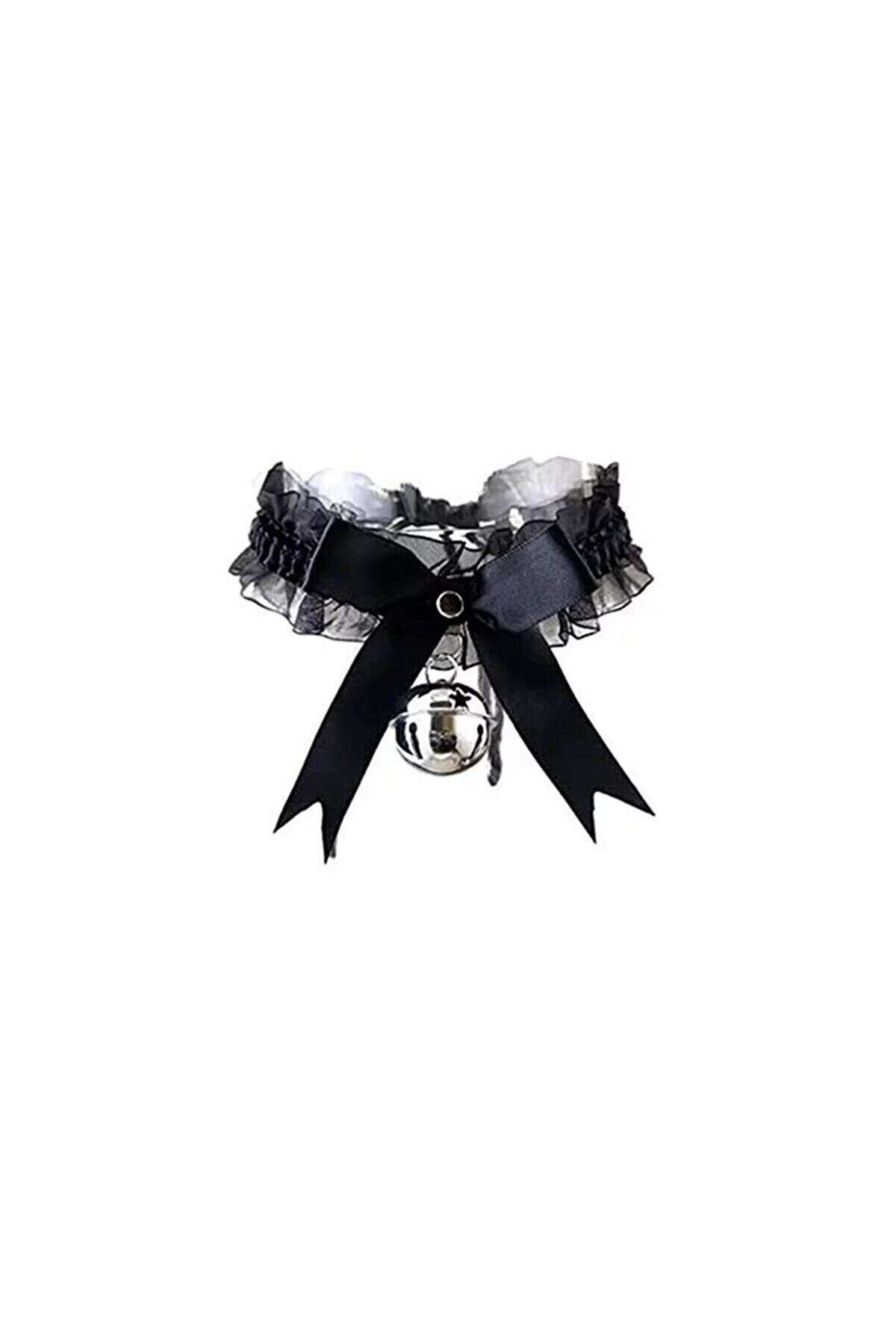 Cosplay Gothic Punk Çanlı Dantelli Unisex Choker Kolye