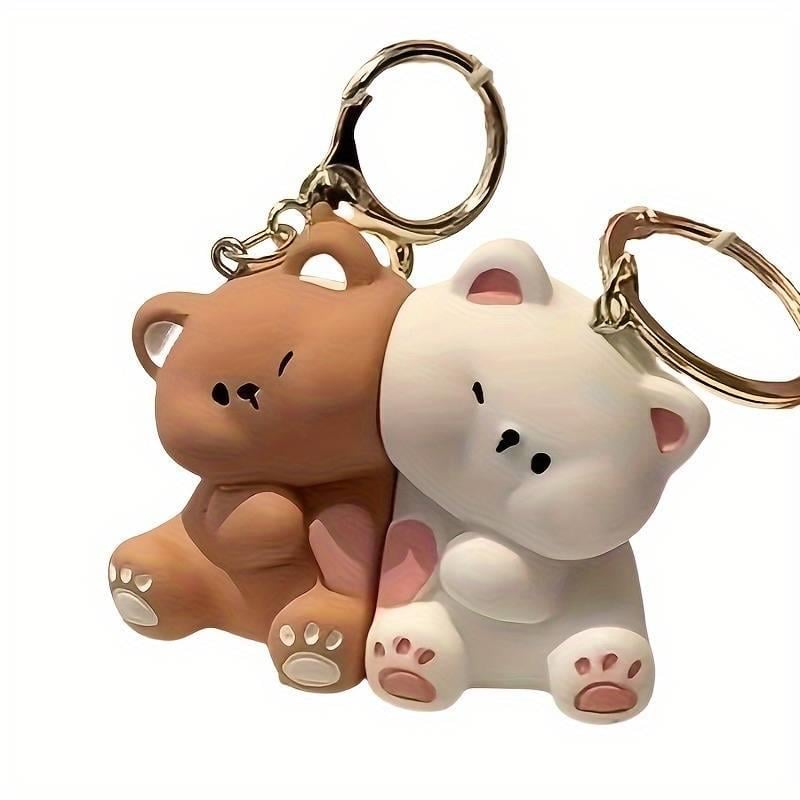 Cute Bear Çift Silikon Anahtarlık