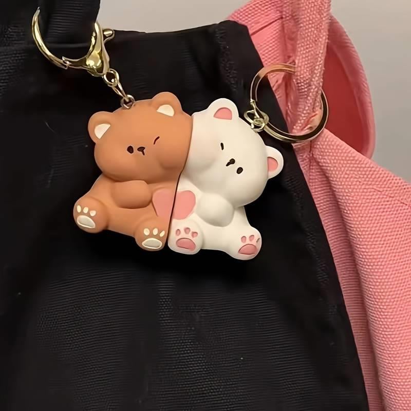 Cute Bear Çift Silikon Anahtarlık