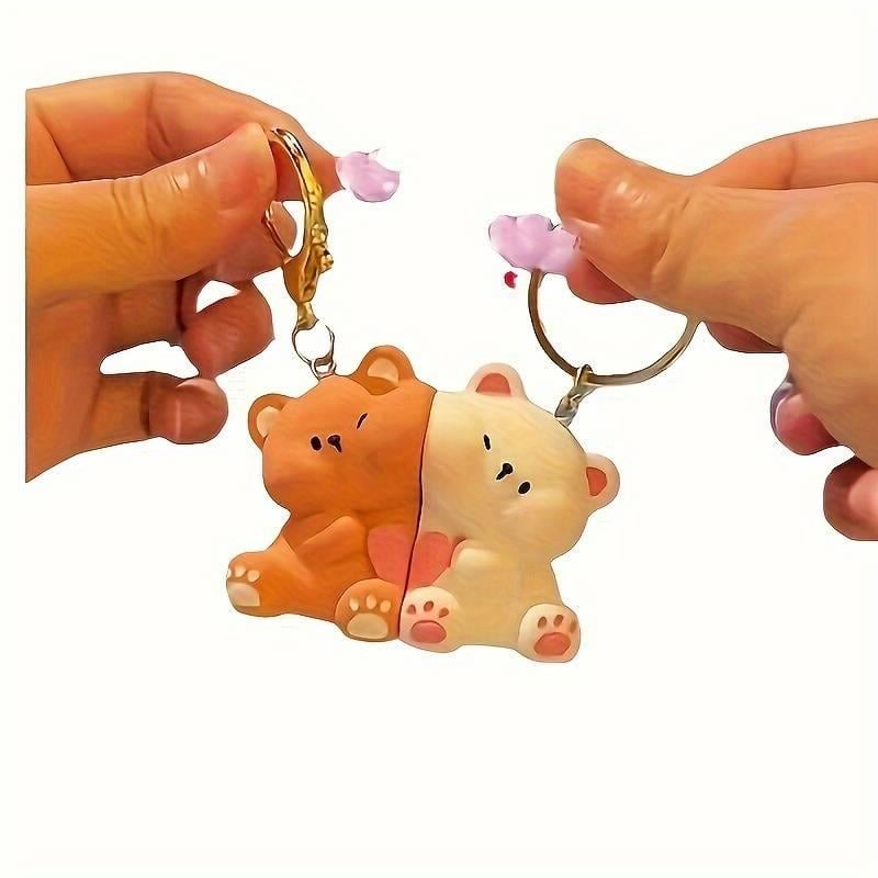 Cute Bear Çift Silikon Anahtarlık