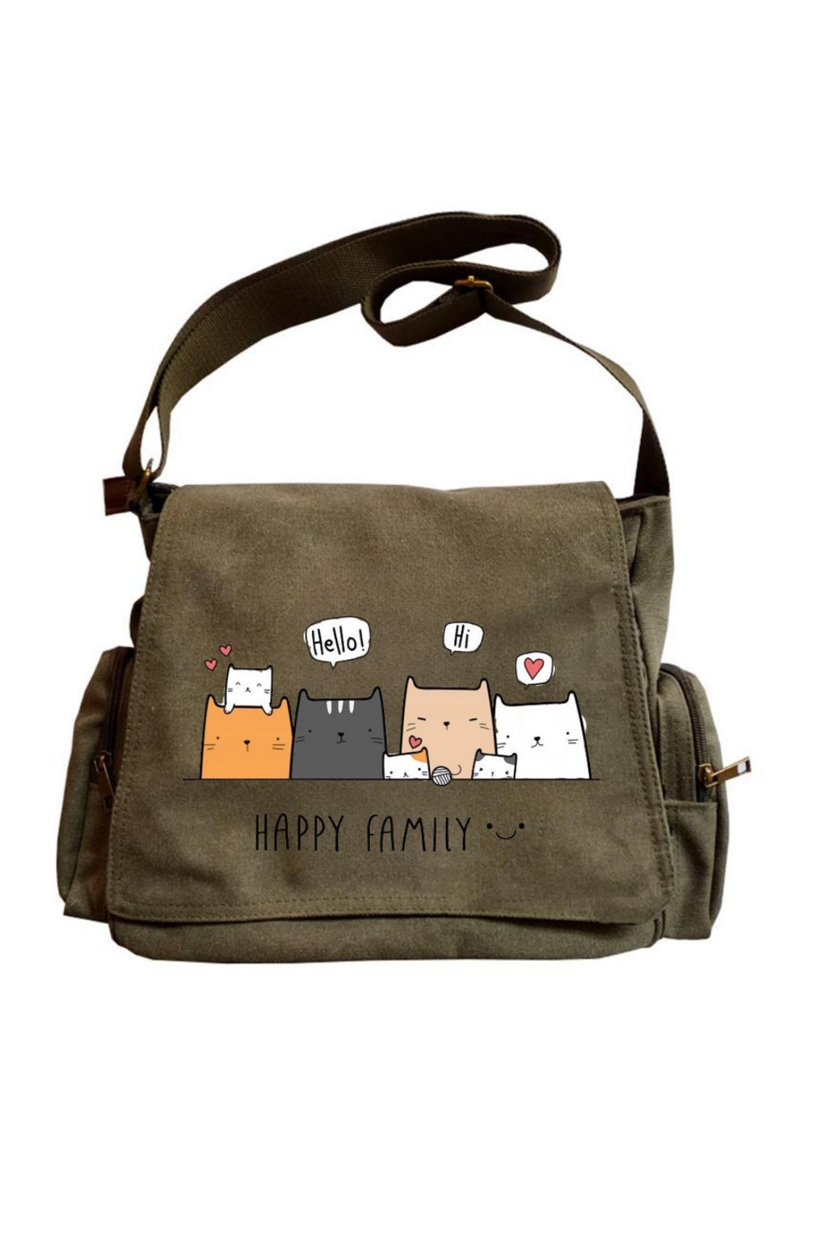 Cute Cat Seriouse Baskılı Unisex Postacı Çantası