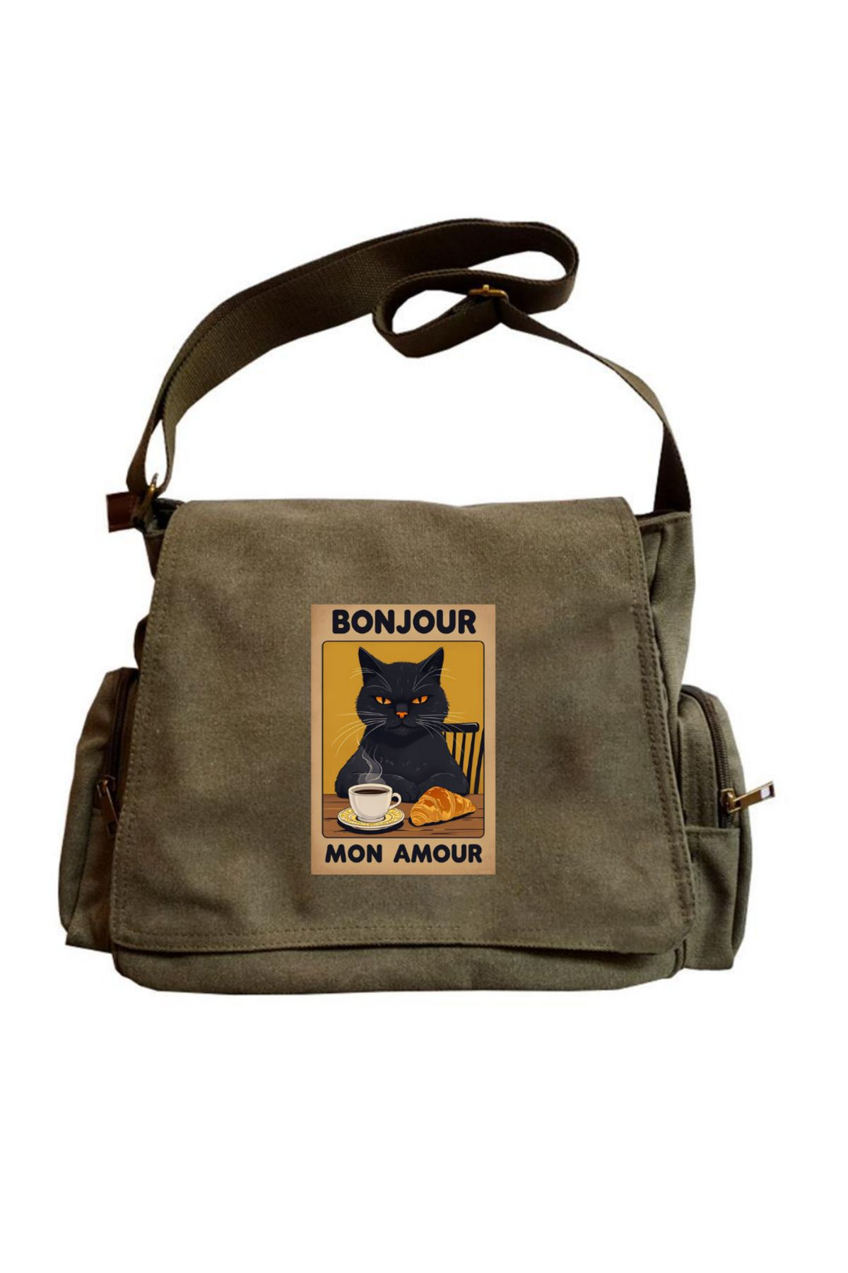 Cute Cat Seriouse Baskılı Unisex Postacı Çantası