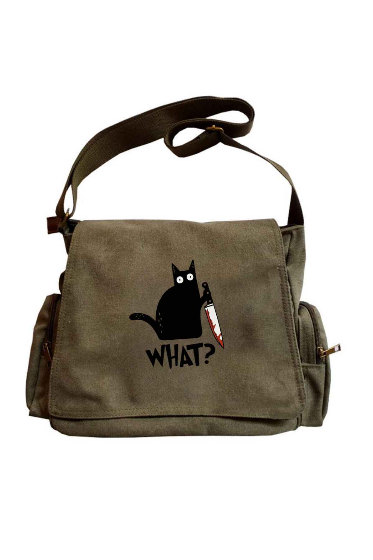 Cute Cat Seriouse Baskılı Unisex Postacı Çantası