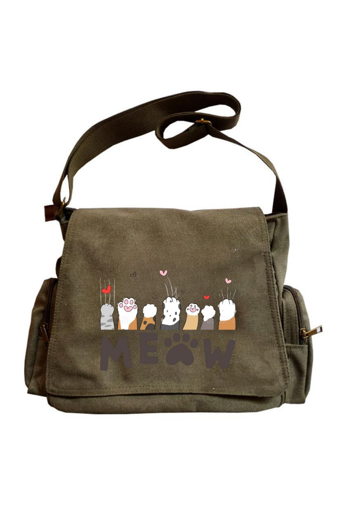 Cute Cat Seriouse Baskılı Unisex Postacı Çantası