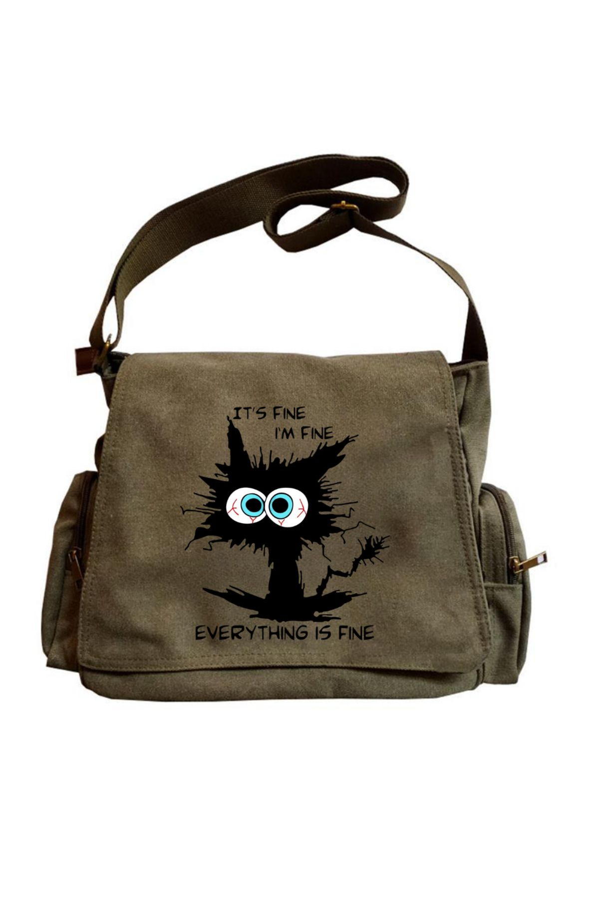 Cute Cat Seriouse Baskılı Unisex Postacı Çantası