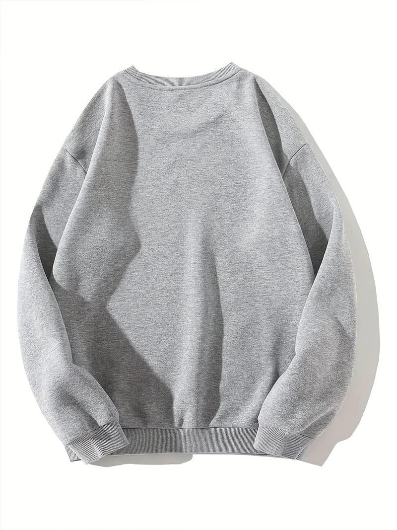 Cute Duck Baskılı Gri Unisex Oversize Bisiklet Yaka Sweatshirt