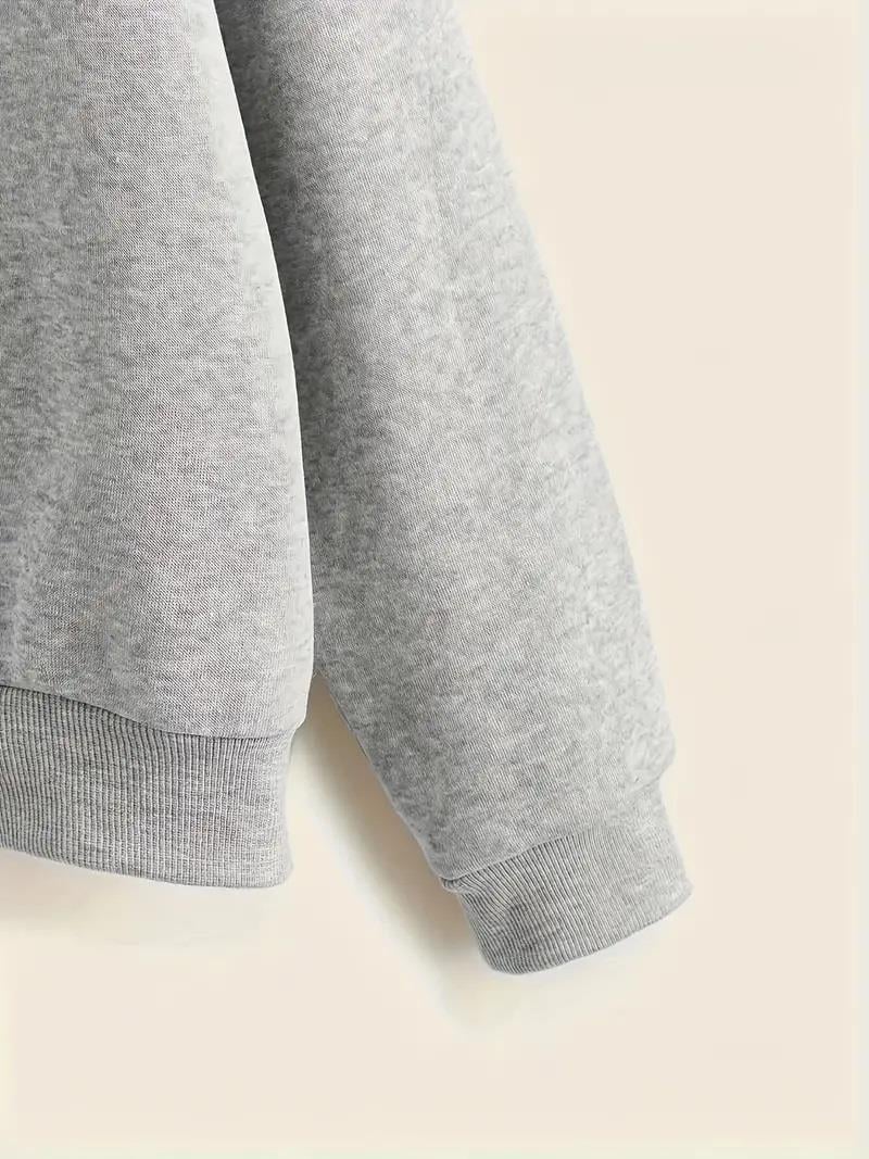 Cute Duck Baskılı Gri Unisex Oversize Bisiklet Yaka Sweatshirt