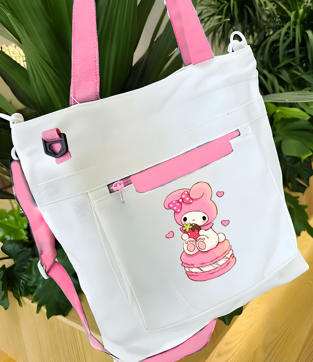 Cute Sanrio Pembe Kanvas Postacı Çantası