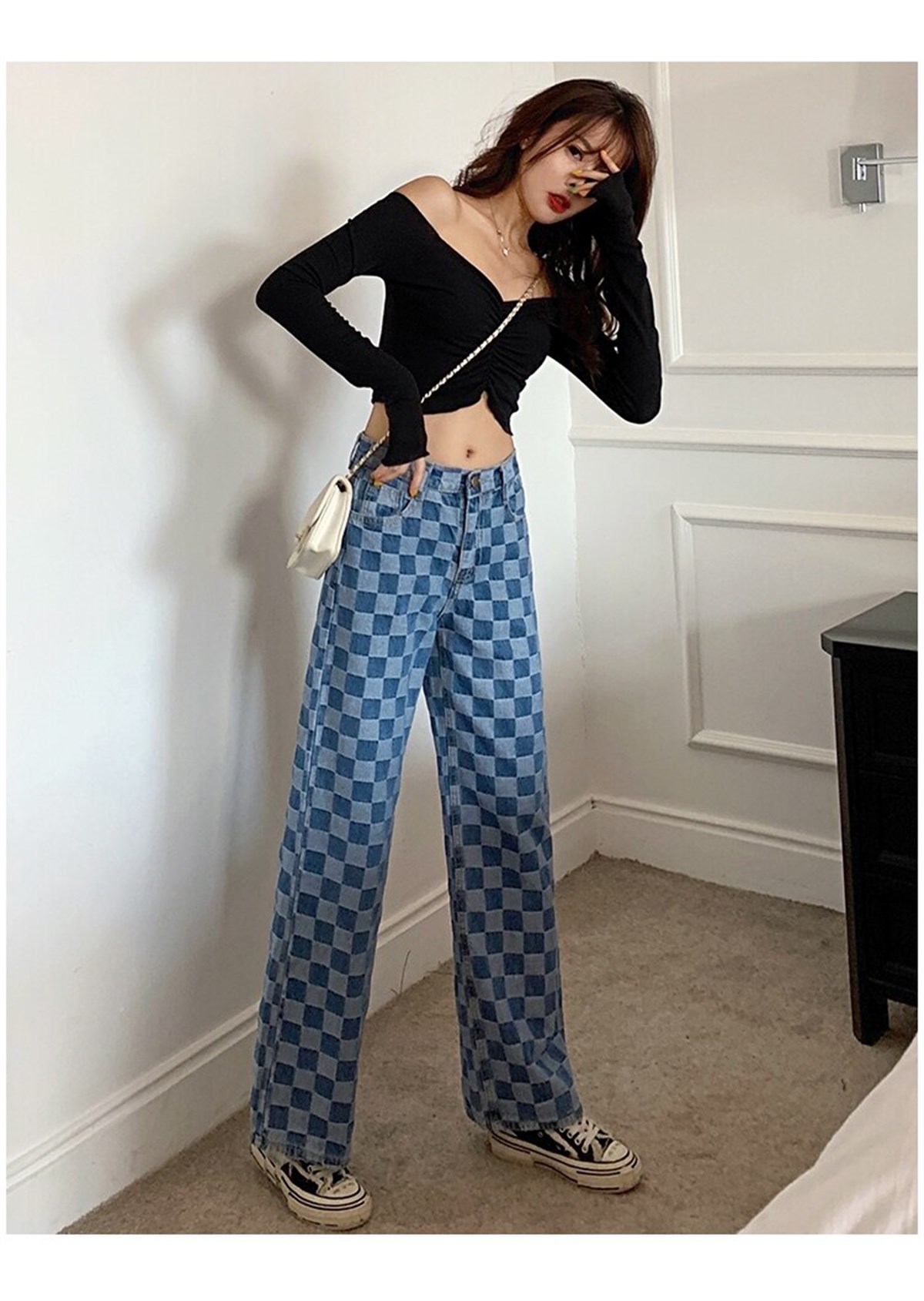 Dama Desen Unisex Açık Mavi Jean