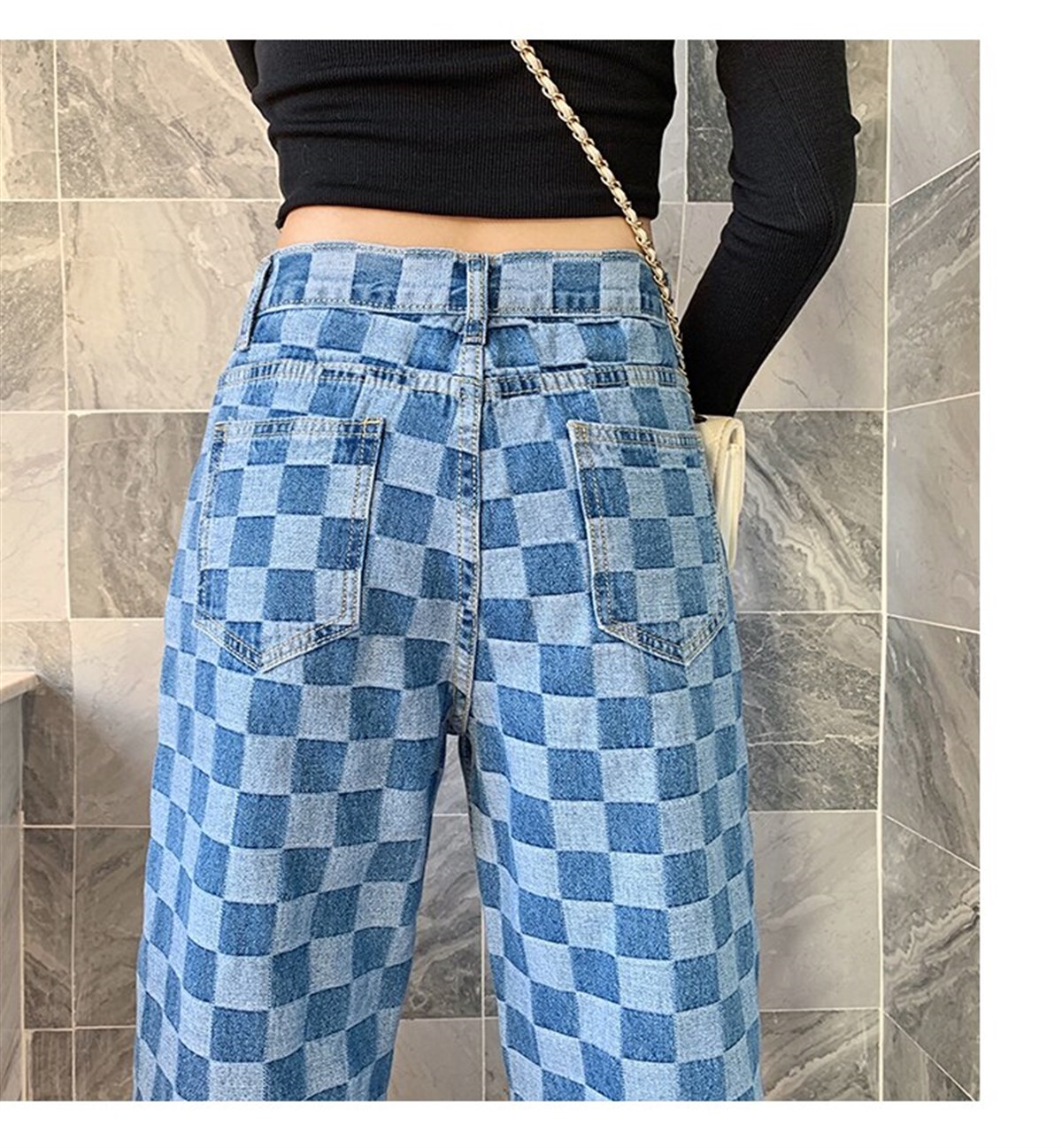 Dama Desen Unisex Açık Mavi Jean