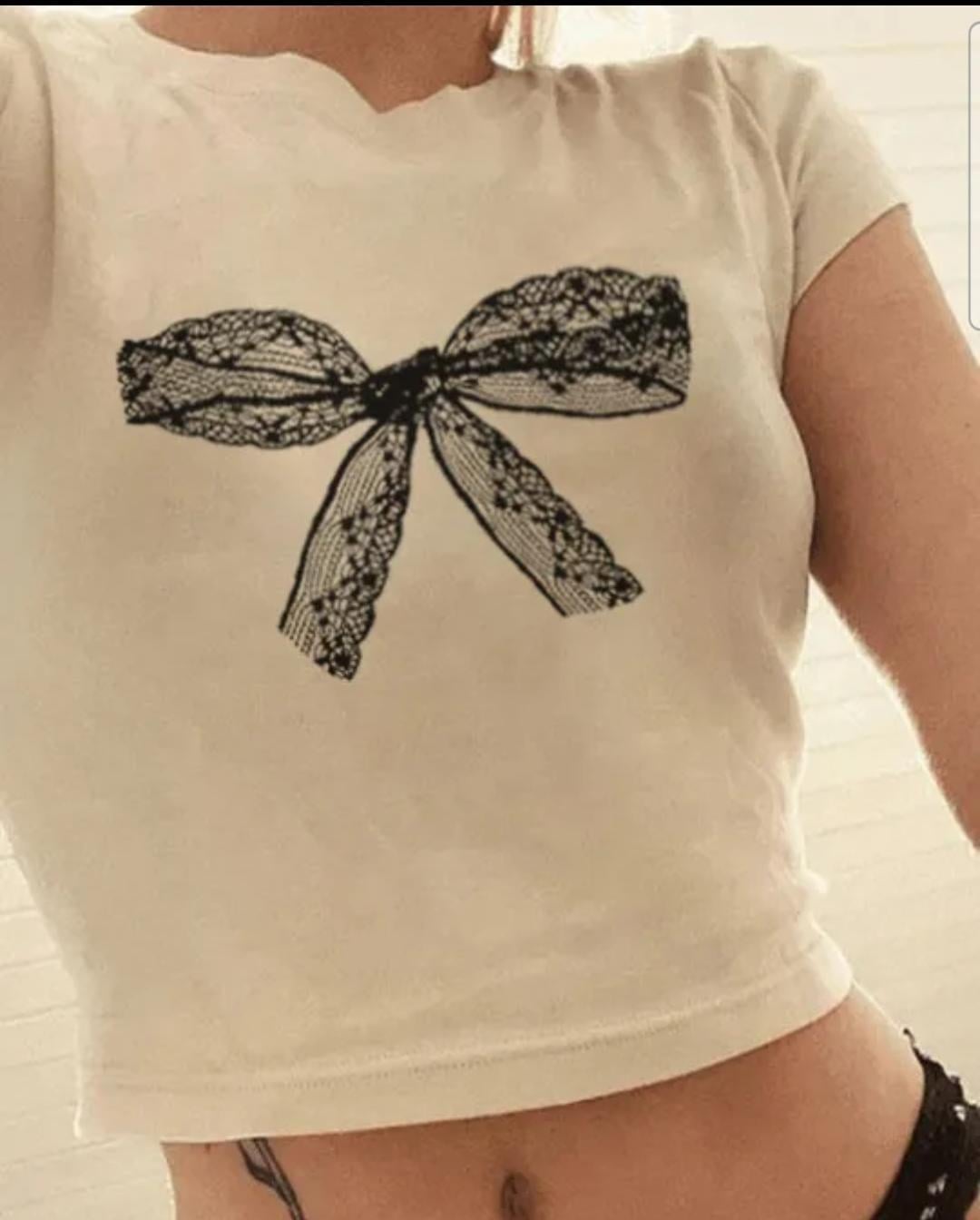 Danetl Ribbon Baskılı Crop Bluz