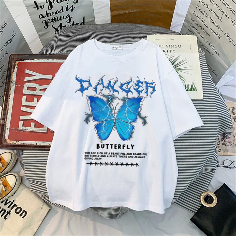 Danger Butterfly Beyaz Unisex Oversize T-shirt