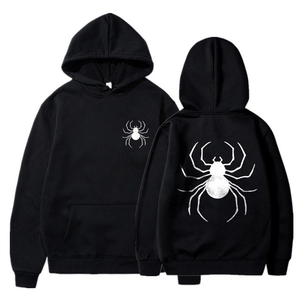 Dangerous Spider Baskılı Siyah Unisex Oversize Kapüşonlu Sweatshirt