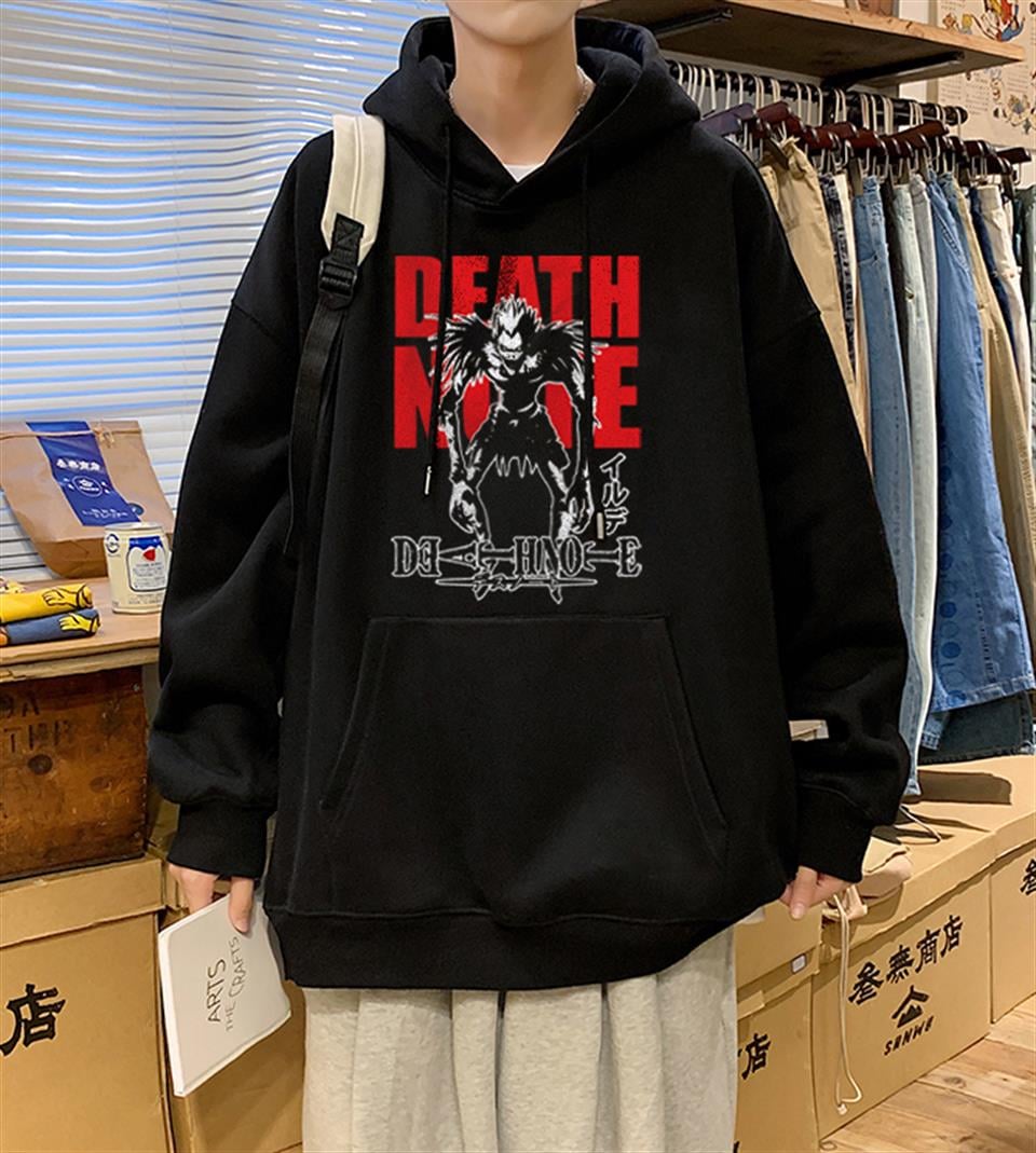 Death Note Poster Baskılı Siyah Unisex Oversize Kapüşonlu Sweatshirt