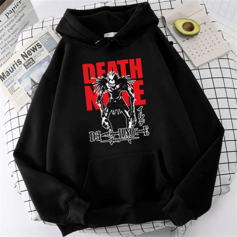 Death Note Poster Baskılı Siyah Unisex Oversize Kapüşonlu Sweatshirt