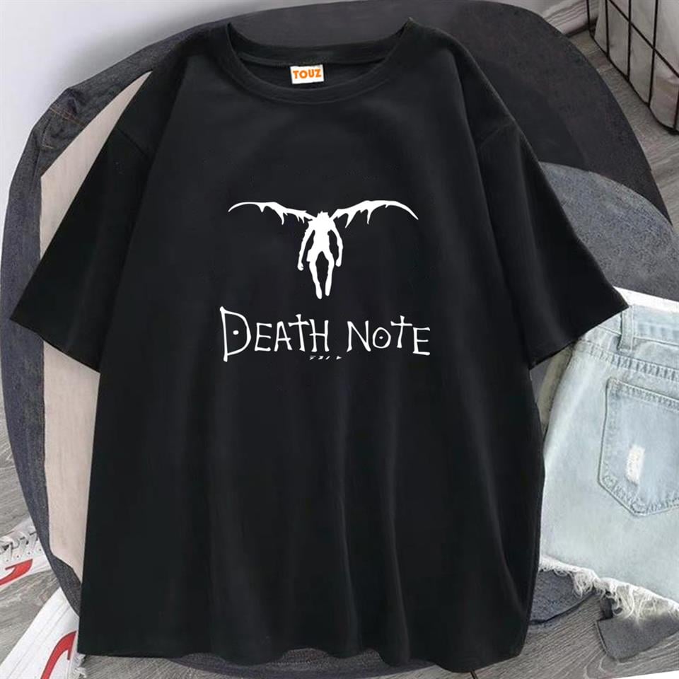 Death Note Winged L Baskılı Siyah Unisex Oversize T-shirt