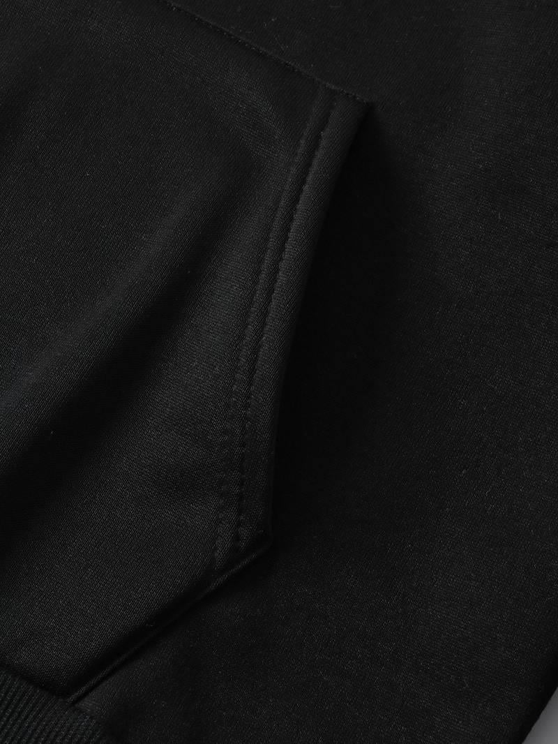 Denin Star Baskılı Siyah Kapşonlu Sweatshirt 