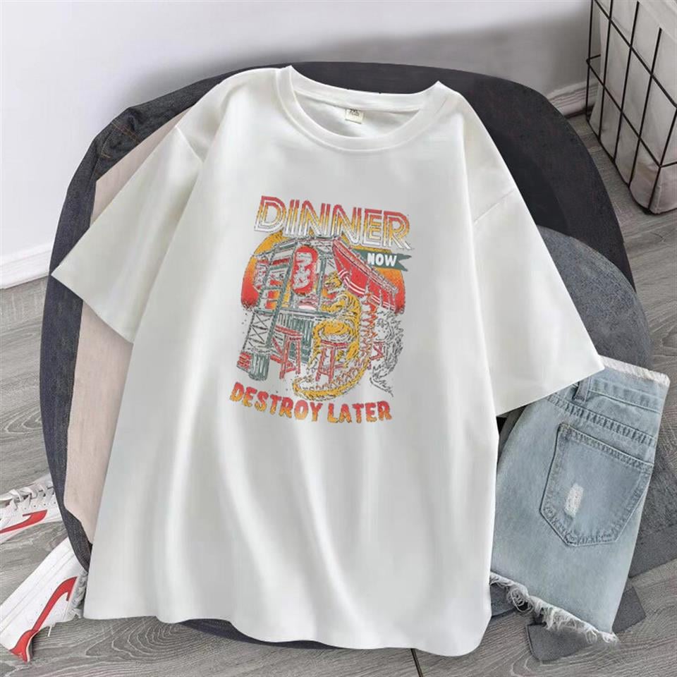 Dinner Baskılı Beyaz Unisex Oversize T-shirt