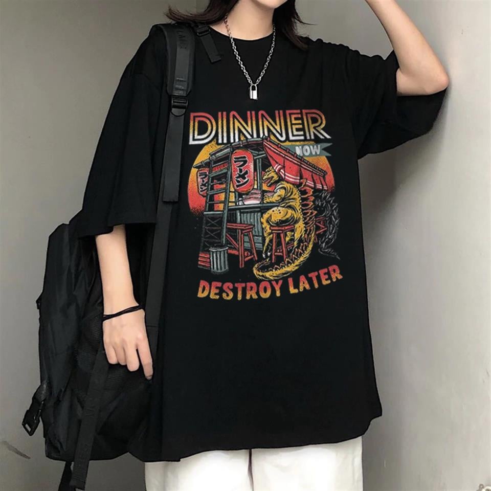Dinner Siyah Unisex Oversize T-shirt