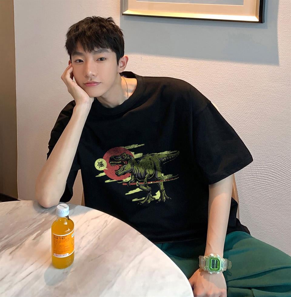 Dinosaur Siyah Unisex Oversize T-shirt