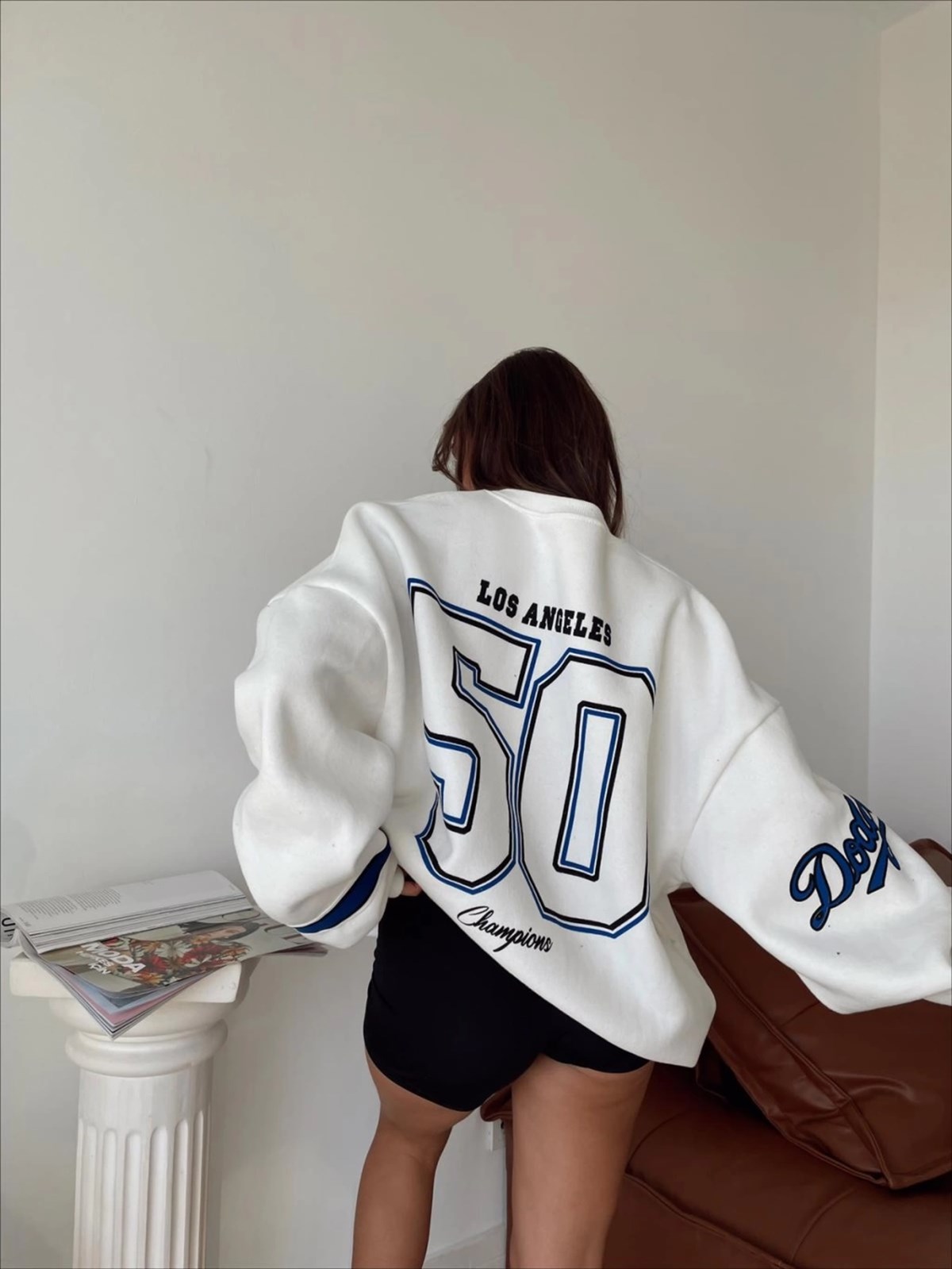 Dodgers Oversize Beyaz Sweatshirt
