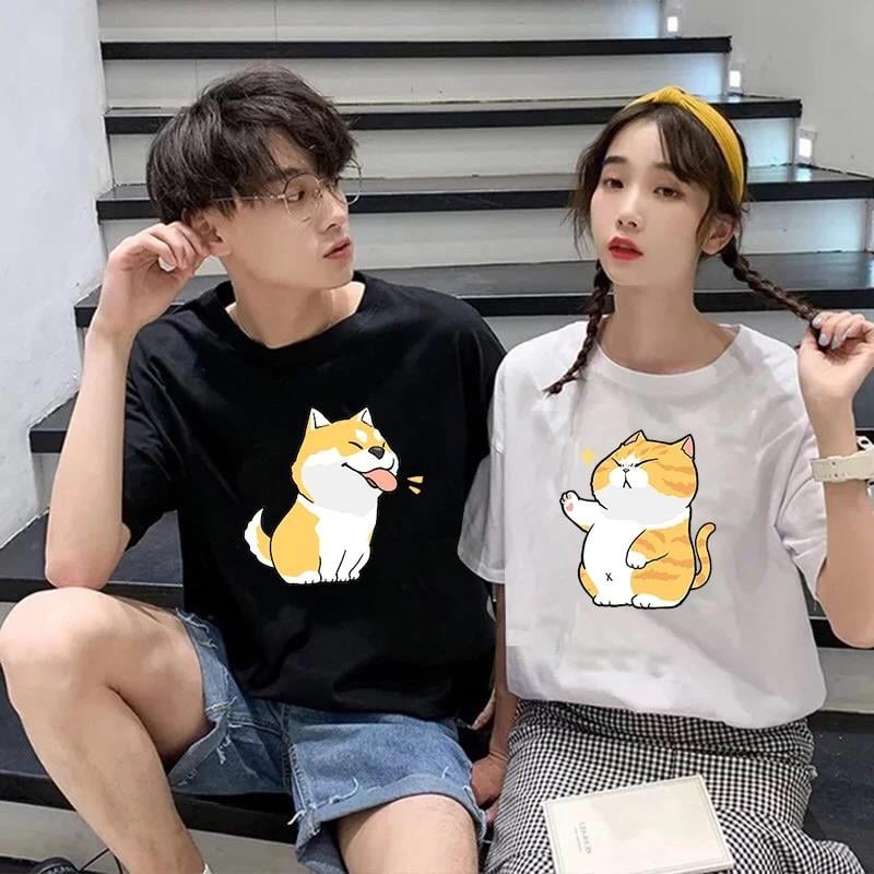 Dog And Cat Baskılı Oversize T-shirt